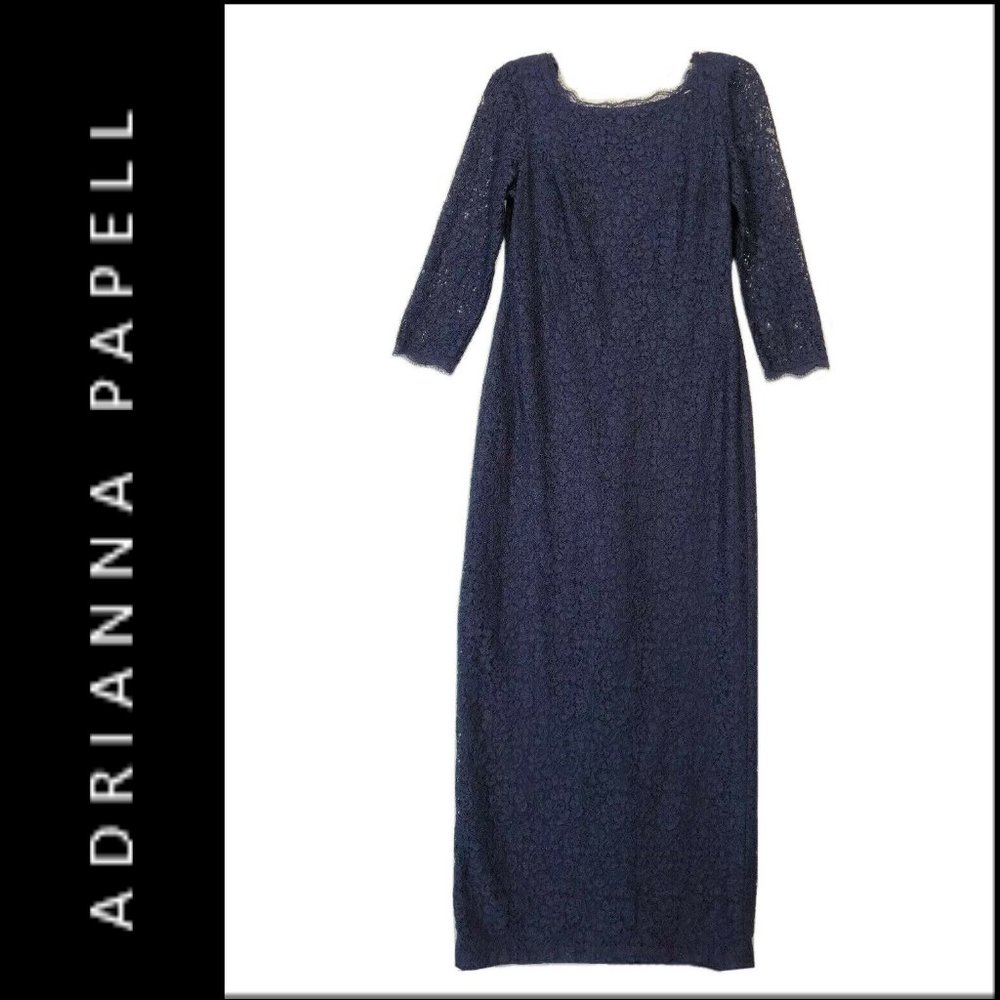 Adrianna Papell Woman Lace Long Sleeve Gown Dress - Picture 6 of 8